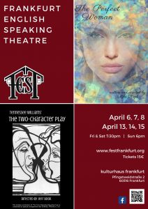 Frankfurt English Speaking Theatre Poster "The Perfect Woman | The Two-Character Play